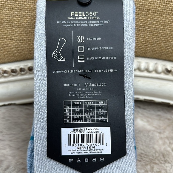 Stance | Bobbin 2-Pack Snow (Little Kid/Big Kid) (Multi) Crew Cut Socks,… - Picture 4 of 5